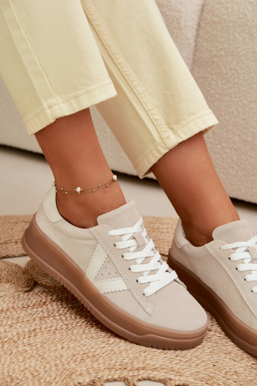 Vinceza 79597 naiste sportlikud kingad naturaalsest sametist platvormiga beeži värvi