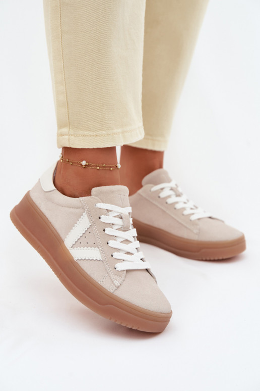 Vinceza 79597 naiste sportlikud kingad naturaalsest sametist platvormiga beeži värvi