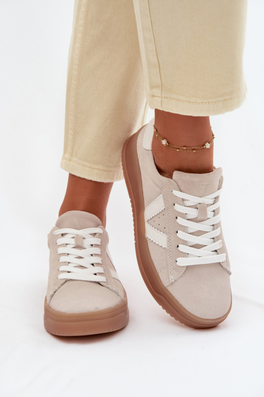 Vinceza 79597 naiste sportlikud kingad naturaalsest sametist platvormiga beeži värvi