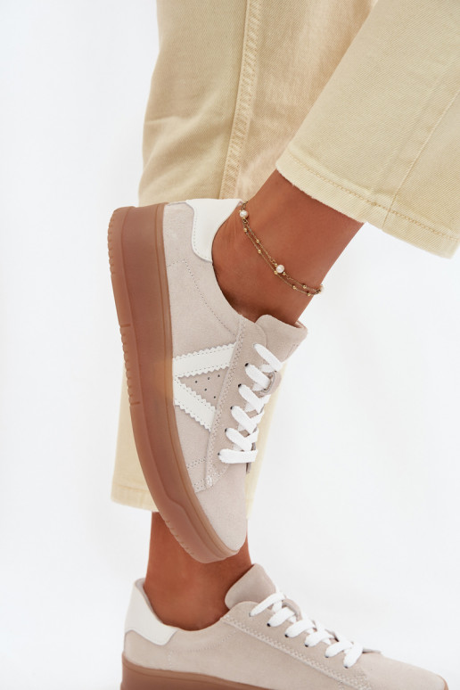 Vinceza 79597 naiste sportlikud kingad naturaalsest sametist platvormiga beeži värvi