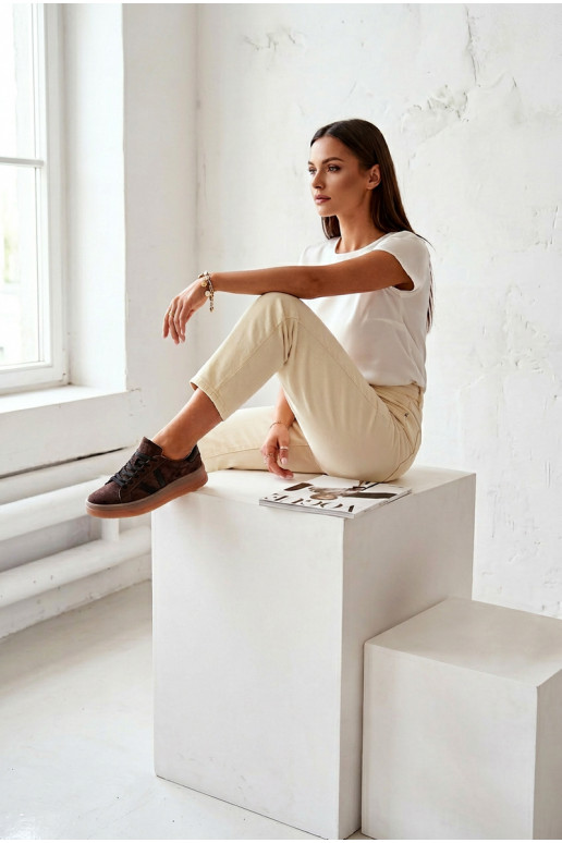 Vinceza 79597 naiste sportlikud kingad naturaalsest sametist platvormiga pruuni värvi