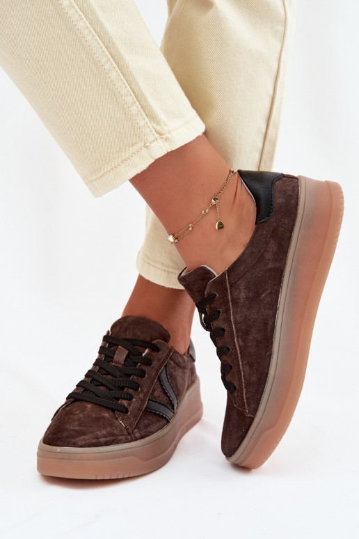 Vinceza 79597 naiste sportlikud kingad naturaalsest sametist platvormiga pruuni värvi
