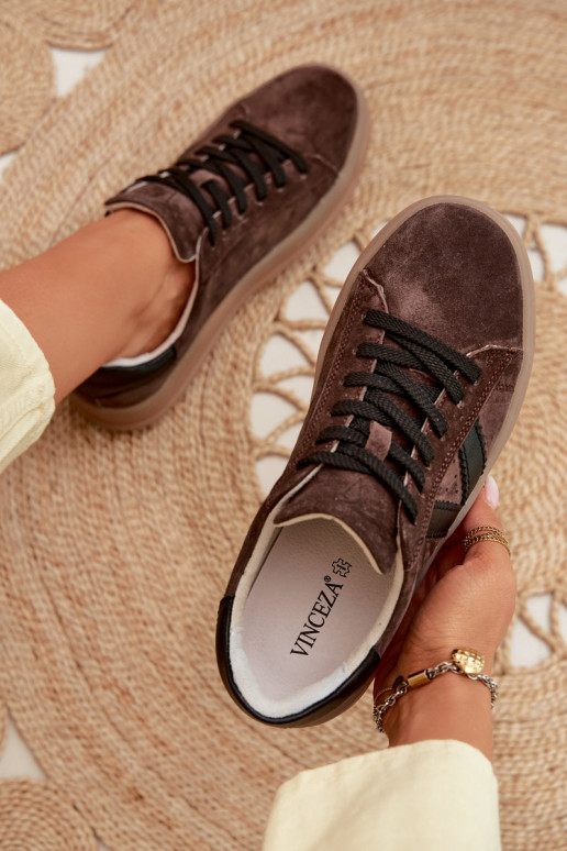 Vinceza 79597 naiste sportlikud kingad naturaalsest sametist platvormiga pruuni värvi