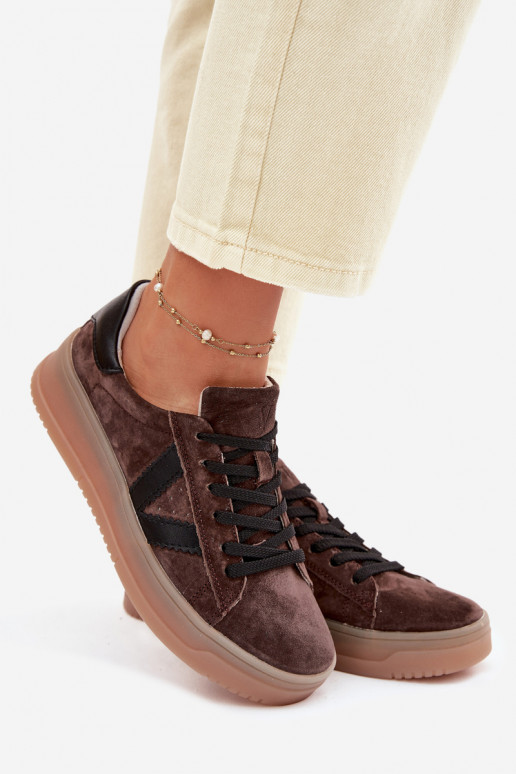 Vinceza 79597 naiste sportlikud kingad naturaalsest sametist platvormiga pruuni värvi