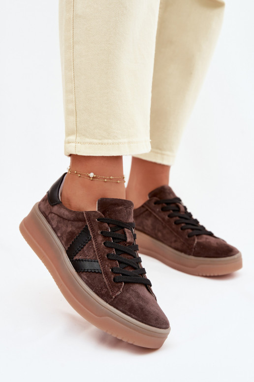 Vinceza 79597 naiste sportlikud kingad naturaalsest sametist platvormiga pruuni värvi