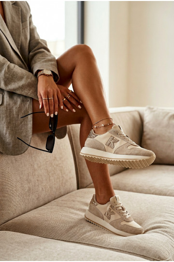 Pealhk seemisnakhsed Sneakers tüüpi jalanõud Pealiste omad platvormiga Kobbo 100103 beeži värvi