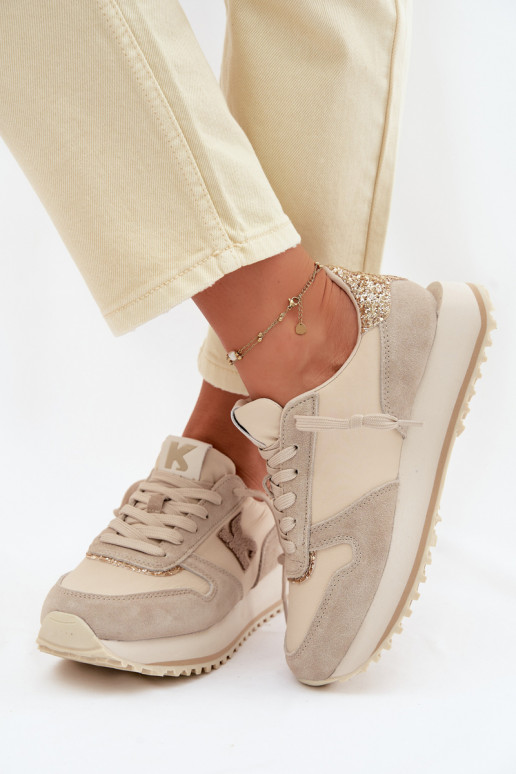 Pealhk seemisnakhsed Sneakers tüüpi jalanõud Pealiste omad platvormiga Kobbo 100103 beeži värvi