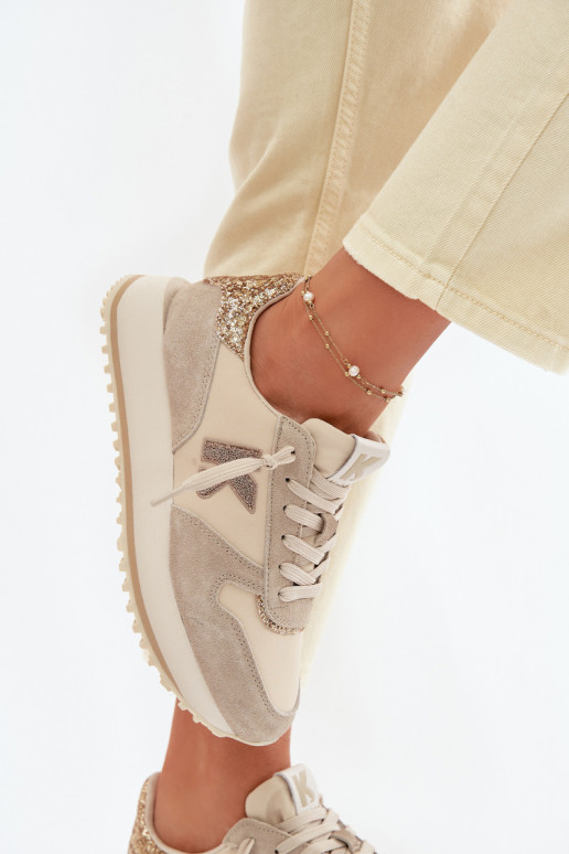 Pealhk seemisnakhsed Sneakers tüüpi jalanõud Pealiste omad platvormiga Kobbo 100103 beeži värvi