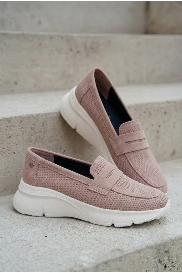 Vinceza 79626 naiste mokasiinid naturaalsest sametist platvormiga beeži värvi