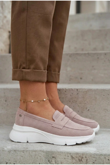 Vinceza 79626 naiste mokasiinid naturaalsest sametist platvormiga beeži värvi 2