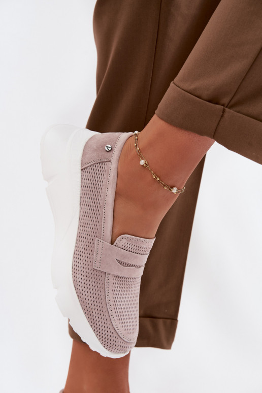 Vinceza 79626 naiste mokasiinid naturaalsest sametist platvormiga beeži värvi