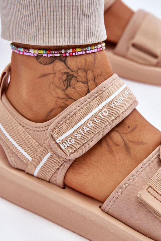 Pealistesandaalid krõpsudega kinnitatav Big Star LL274787 beeži värvi