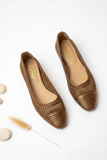 Brązowe ażurowe balerinki... 2