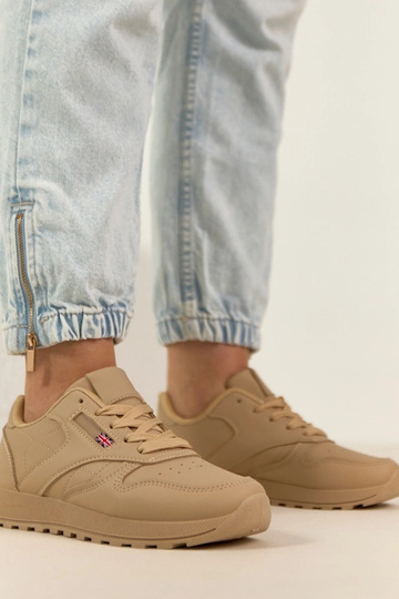 Beżowe sneakersy casualowe na platformie Élise