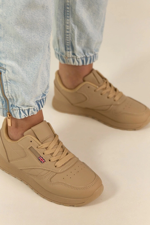 Beżowe sneakersy casualowe na...