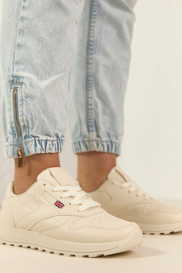 Jasnobeżowe sneakersy casualowe na platformie Élise