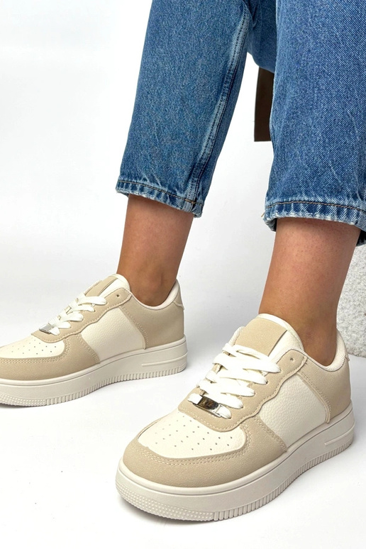 Beżowe sneakersy na platformie Brigitte