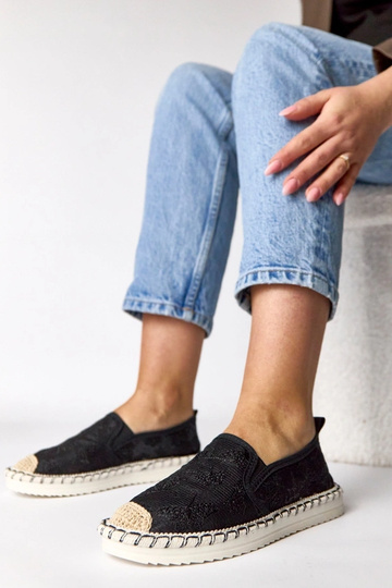 Mustad espadrillid sädelevate detailidega Lucie