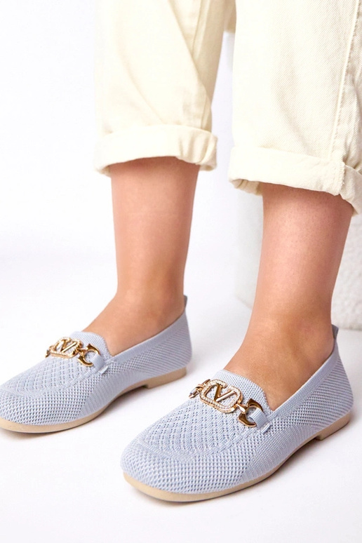 Hallid tekstiilsed mokasiinid kuldse...