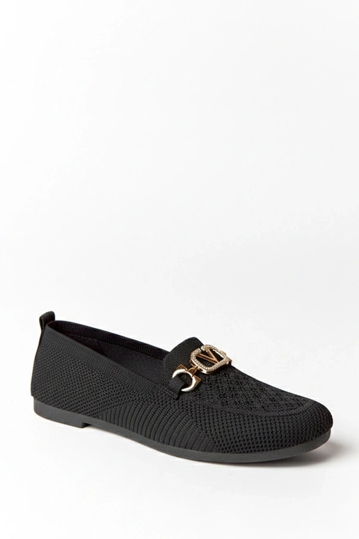 Mustad tekstiilsed mokasiinid kuldse...