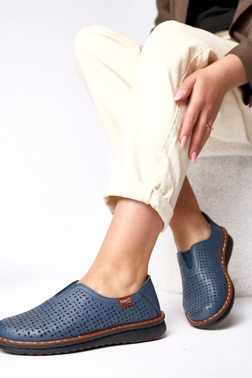 Tumedalt sinised avatud poolsaapad Rosa