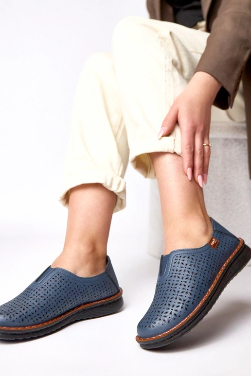 Tumedalt sinised avatud poolsaapad Rosa