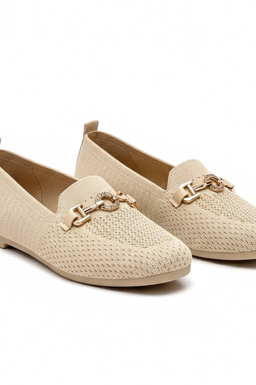 Kreemivärvi kangast mokasiinid kuldse...