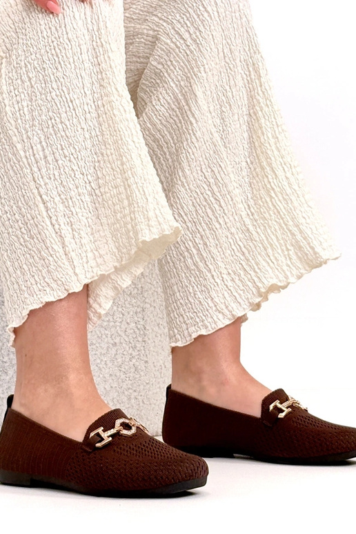 Pruunid kangast mokasiinid kuldse...