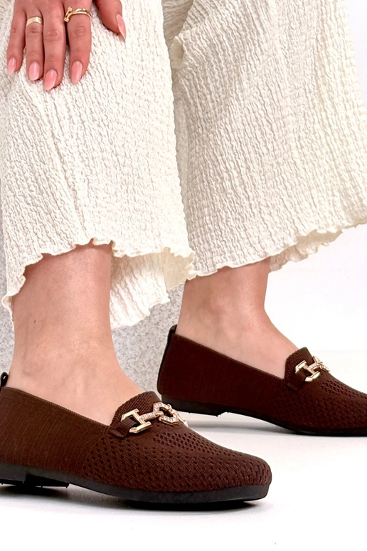 Pruunid kangast mokasiinid kuldse...