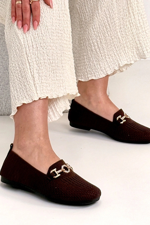 Pruunid kangast mokasiinid kuldse...