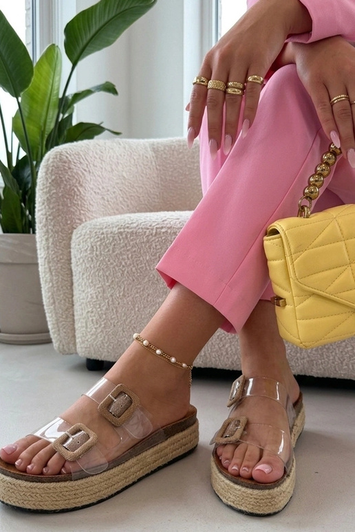 Pruunid läbipaistvad sussid paksu...