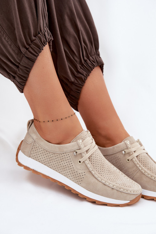 jalatsid Pealiste omadPealturalnego seemisnakhsedu beeži värvi Amela