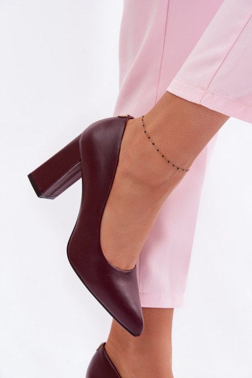 Kingad kõrge jämeda kontsaga eko-nahast Sergio Leone PB216 bordoo-värvi