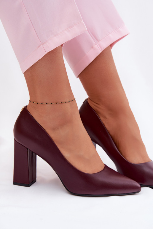 Kingad kõrge jämeda kontsaga eko-nahast Sergio Leone PB216 bordoo-värvi