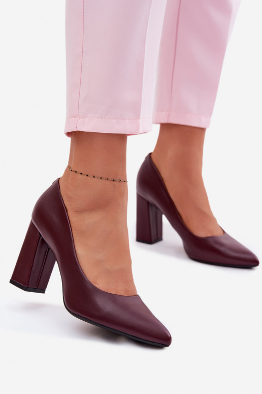 Kingad kõrge jämeda kontsaga eko-nahast Sergio Leone PB216 bordoo-värvi