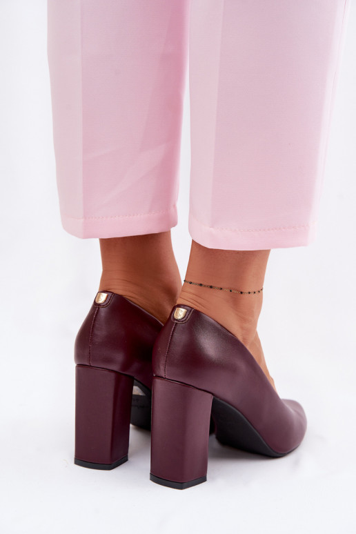 Kingad kõrge jämeda kontsaga eko-nahast Sergio Leone PB216 bordoo-värvi