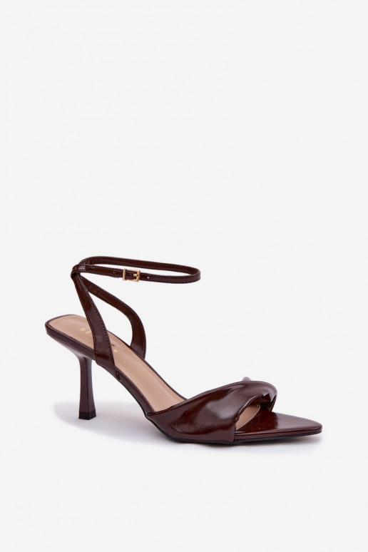 Pealistesandaalid kõrge jämeda kontsaga eko-nahast Czekoladosissee Sedira