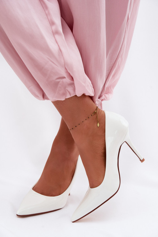 Klassikalised lakitud kõrged kontsadImitacji Skóry valget värvi Odira