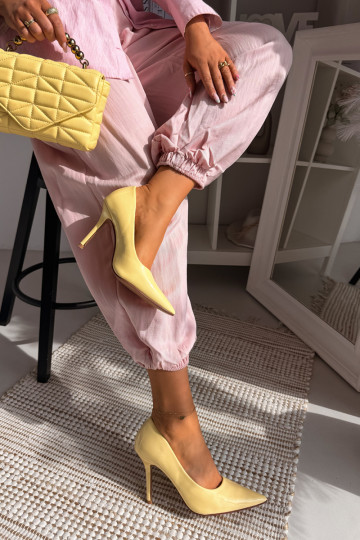 Klassikalised lakitud kõrged kontsadImitacji Skóry Kollased Odira