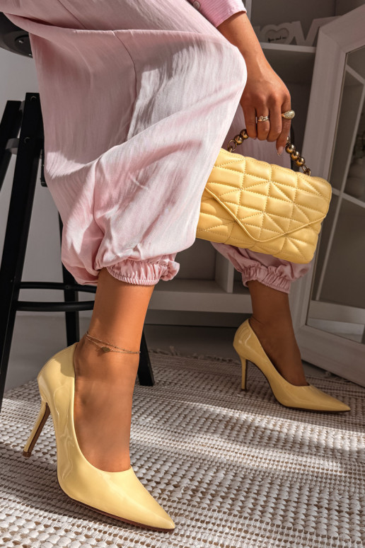 Klassikalised lakitud kõrged kontsadImitacji Skóry Kollased Odira