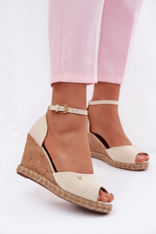 Pealistesandaalid platvormiga Koos punutisega INrangler 20261086.06V Elevandiluu värvi