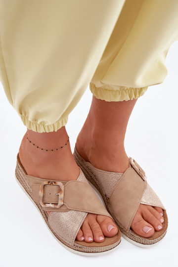 naiste plätud platvormiga kaunistustega neetide ja pandlaga Inblu RV000012 pruunid värvi