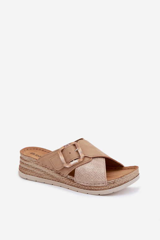 naiste plätud platvormiga kaunistustega neetide ja pandlaga Inblu RV000012 pruunid värvi