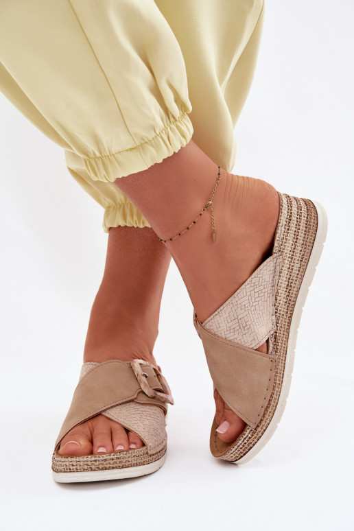 naiste plätud platvormiga kaunistustega neetide ja pandlaga Inblu RV000012 pruunid värvi