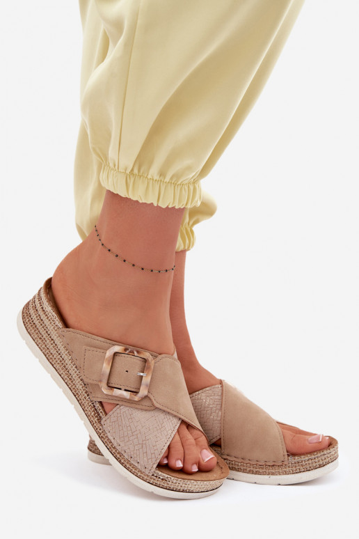 naiste plätud platvormiga kaunistustega neetide ja pandlaga Inblu RV000012 pruunid värvi