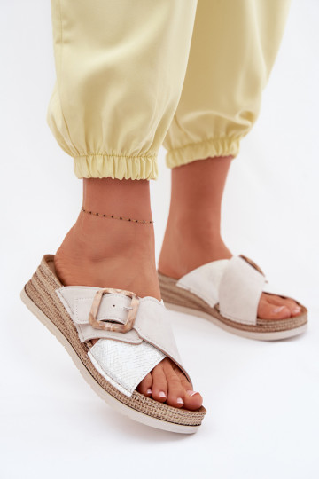 naiste plätud platvormiga kaunistustega neetide ja pandlaga Inblu RV000012 Elevandiluu värvi