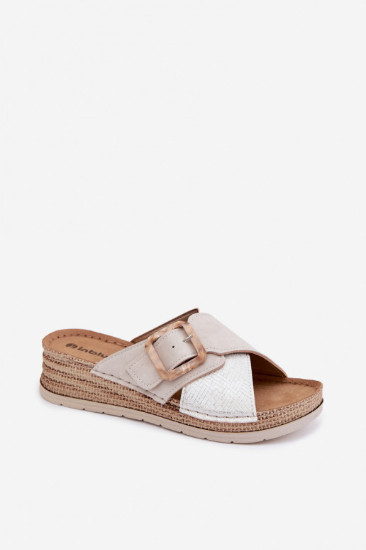 naiste plätud platvormiga kaunistustega neetide ja pandlaga Inblu RV000012 Elevandiluu värvi