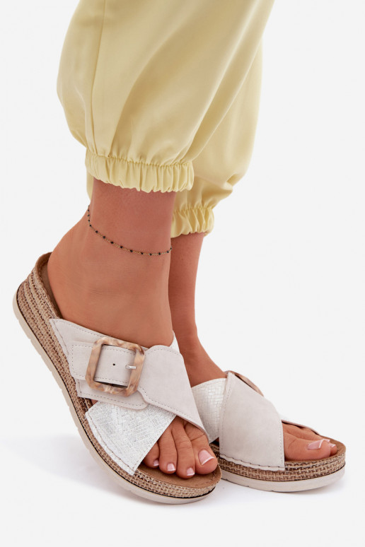 naiste plätud platvormiga kaunistustega neetide ja pandlaga Inblu RV000012 Elevandiluu värvi