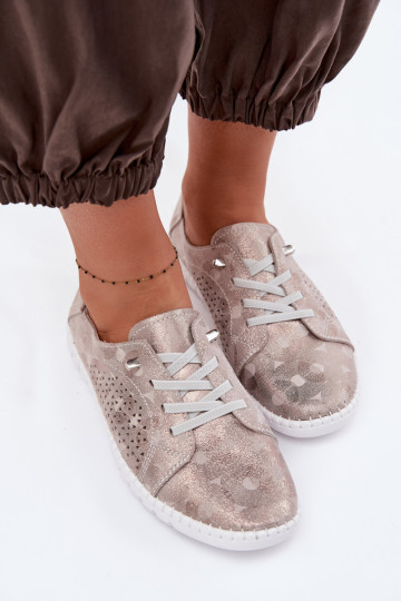 Ažuurne jalatsid Pealiste omadPealturalnego seemisnakhsedu beeži värvi-Kuldset värvi Feliva