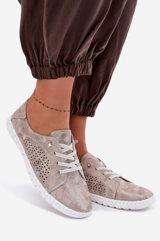 Ažuurne jalatsid Pealiste omadPealturalnego seemisnakhsedu beeži värvi-Kuldset värvi Feliva